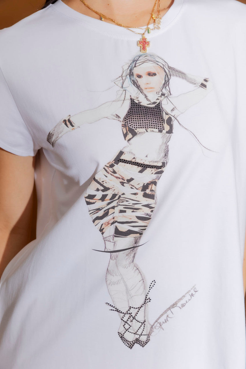 White Sequin Dancer T-Shirt