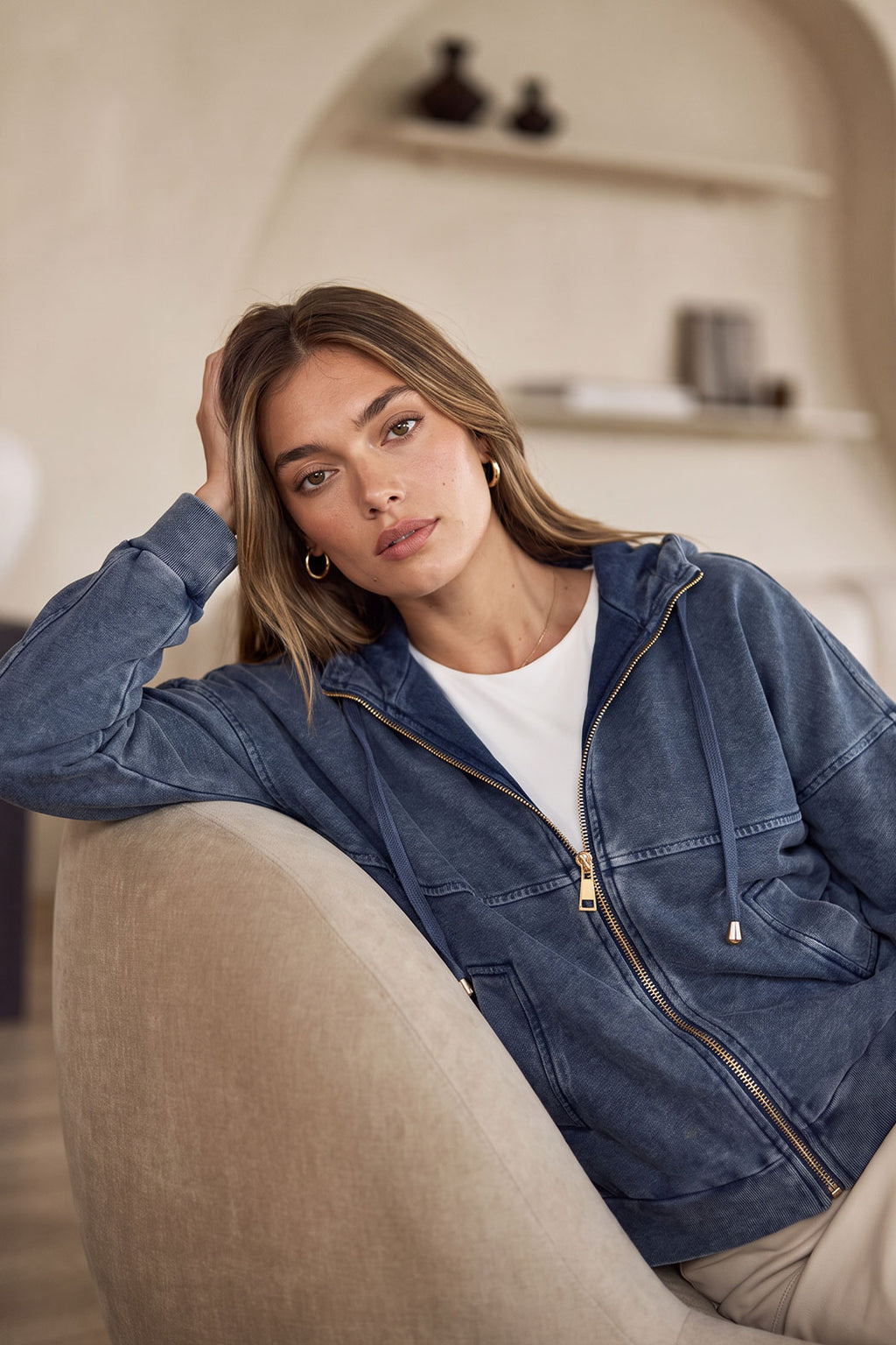 Navy Washed Cotton Dolman Jacket