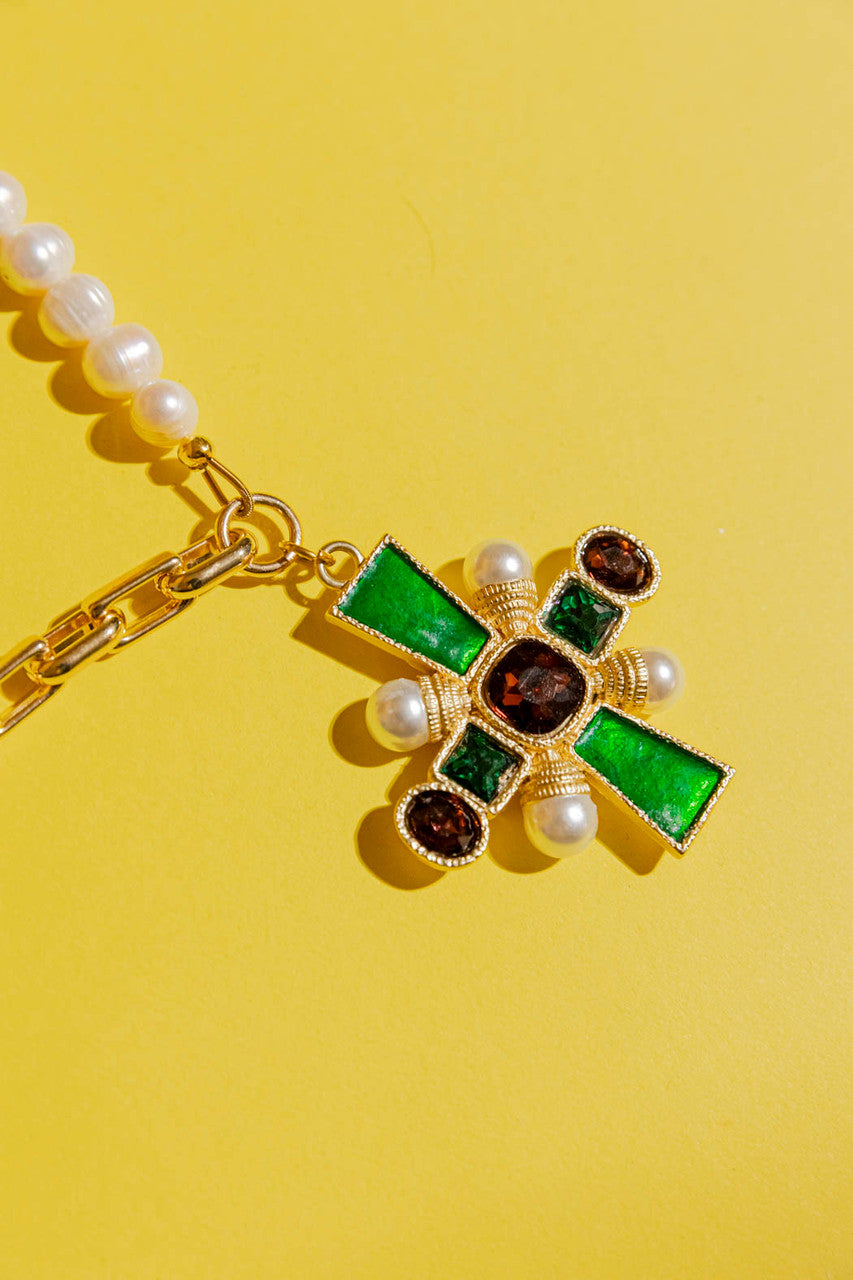 Gold Emerald Star Cross