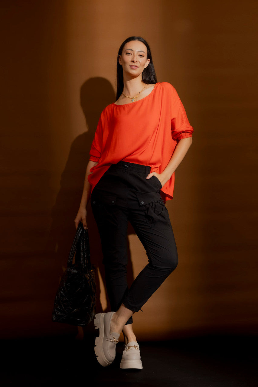 Orange Silky Hi-Lo Top