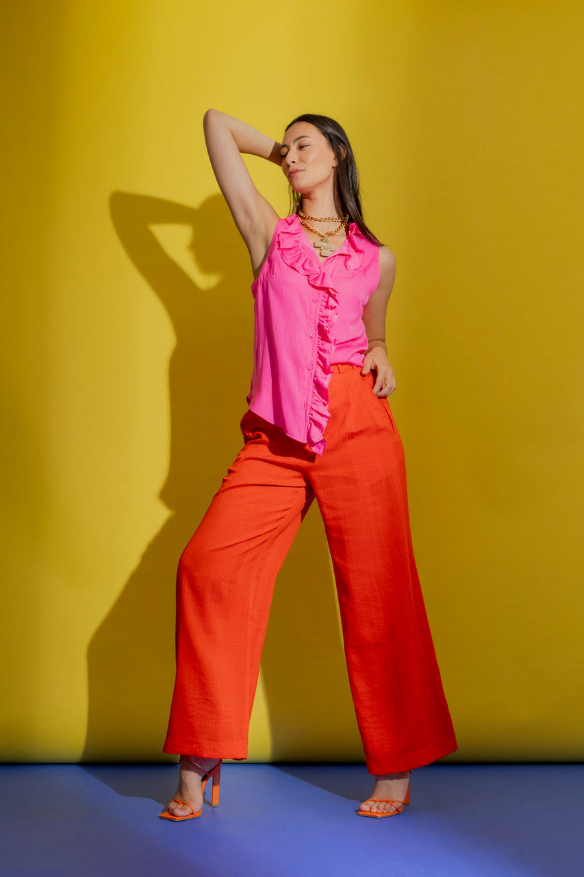 Hot Pink Double Ruffle Cami Hot Pink