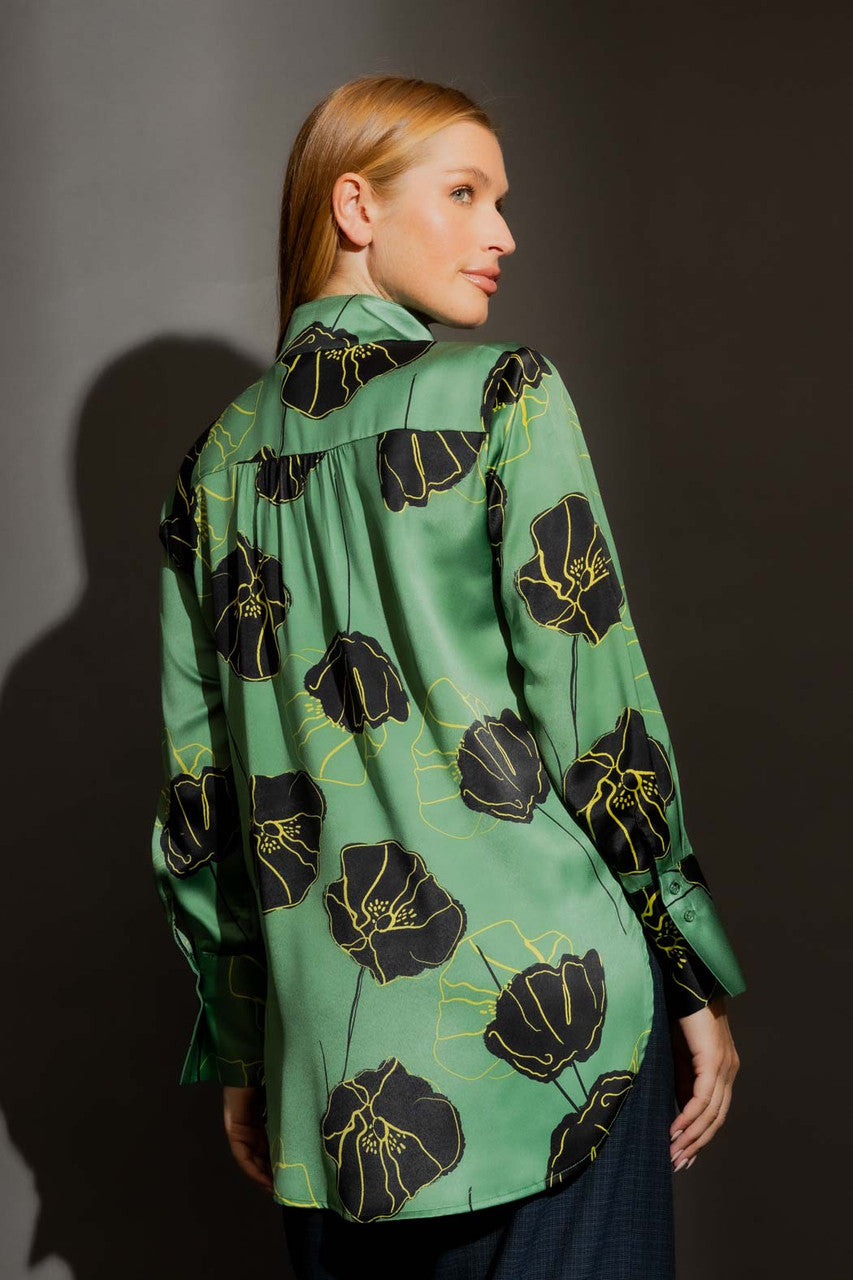 Green/Yellow Silky Blogger Shirt