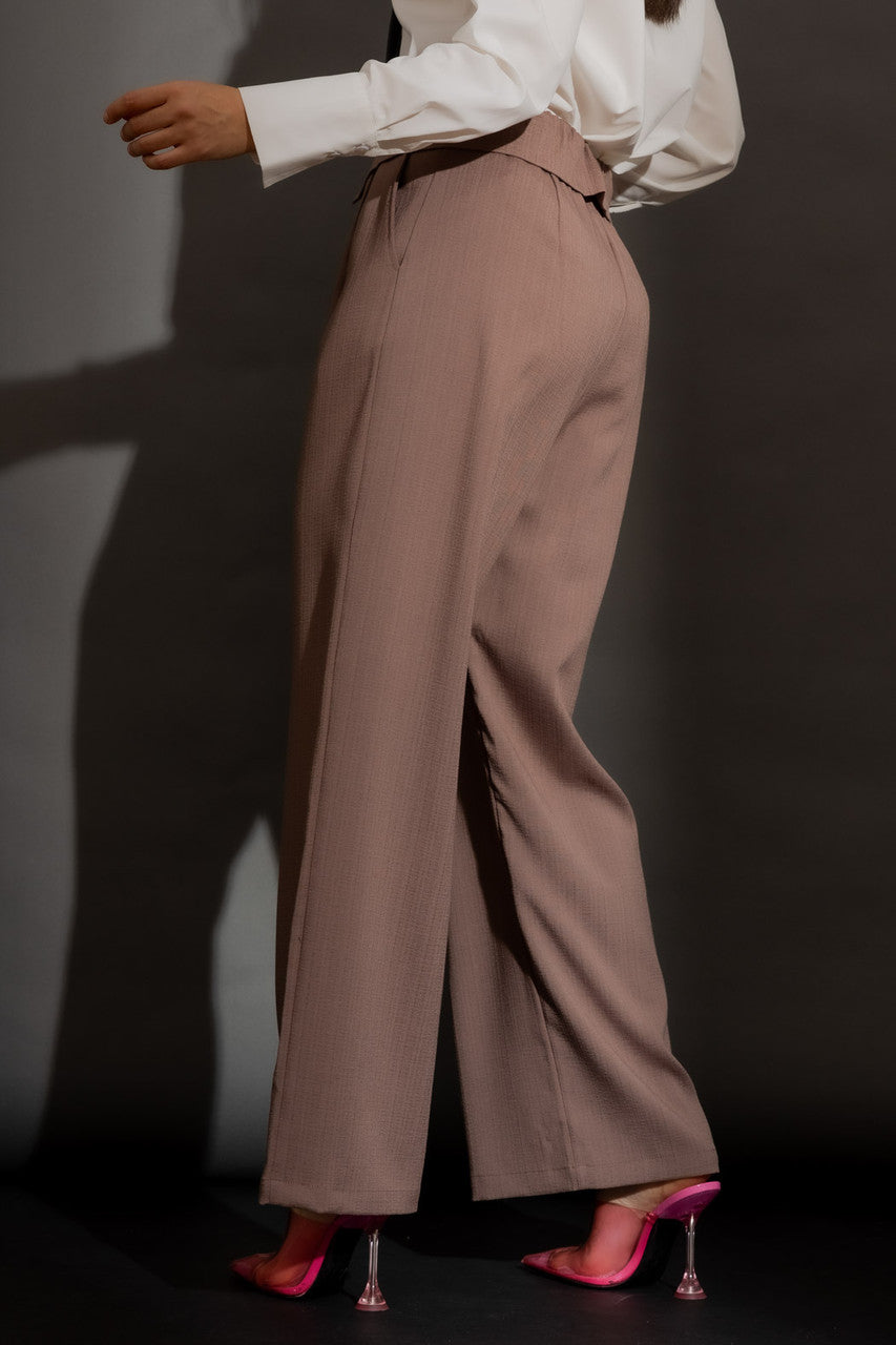 Mocha Textured Paperbag Pant