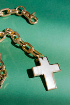 Gold Chain With Shell Cross Necklace S