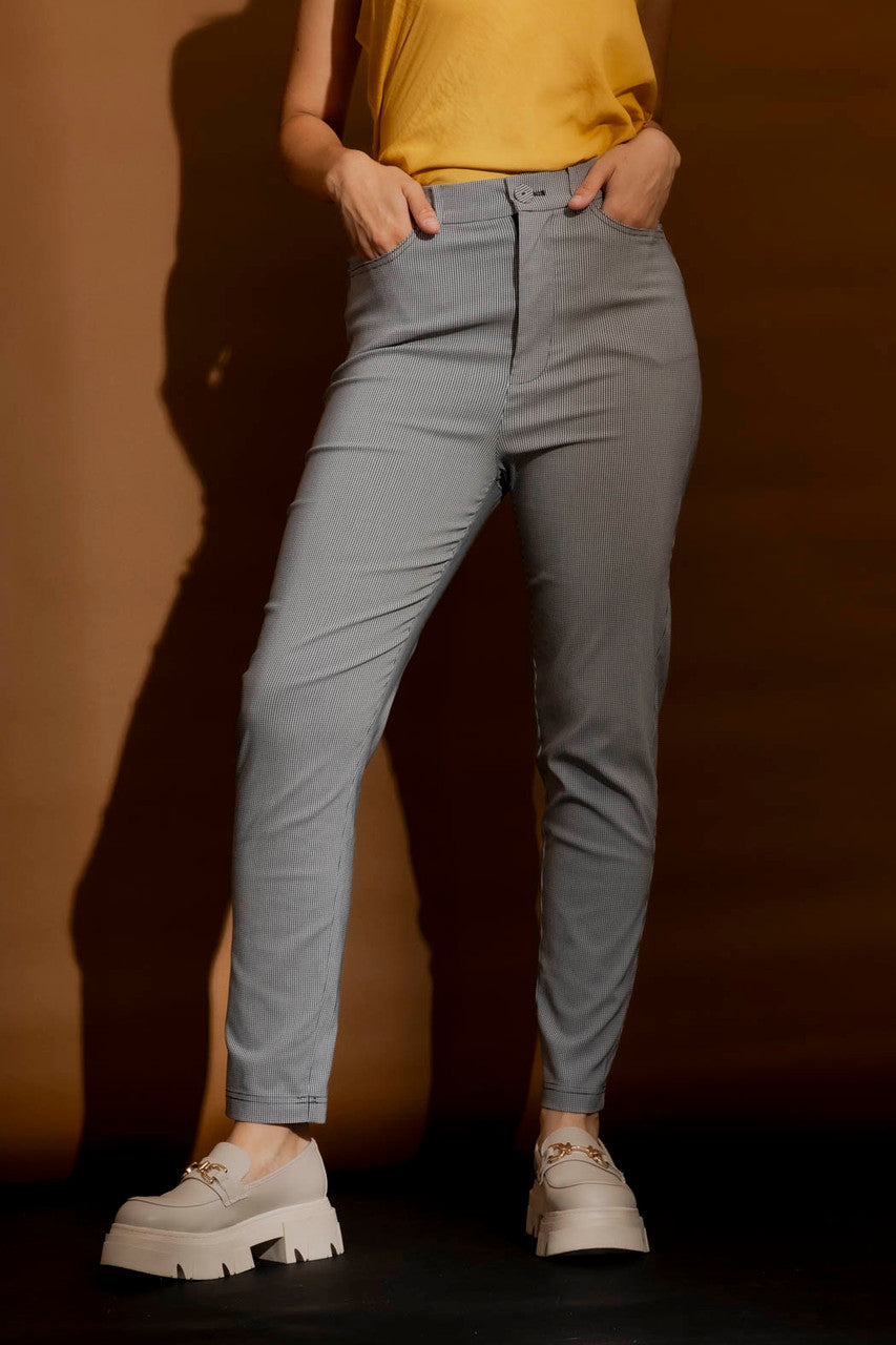 Mini Black & White Check Slim Leg Pants