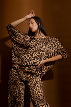 Tan Animal Silky Hi-Low Top Tan Animal