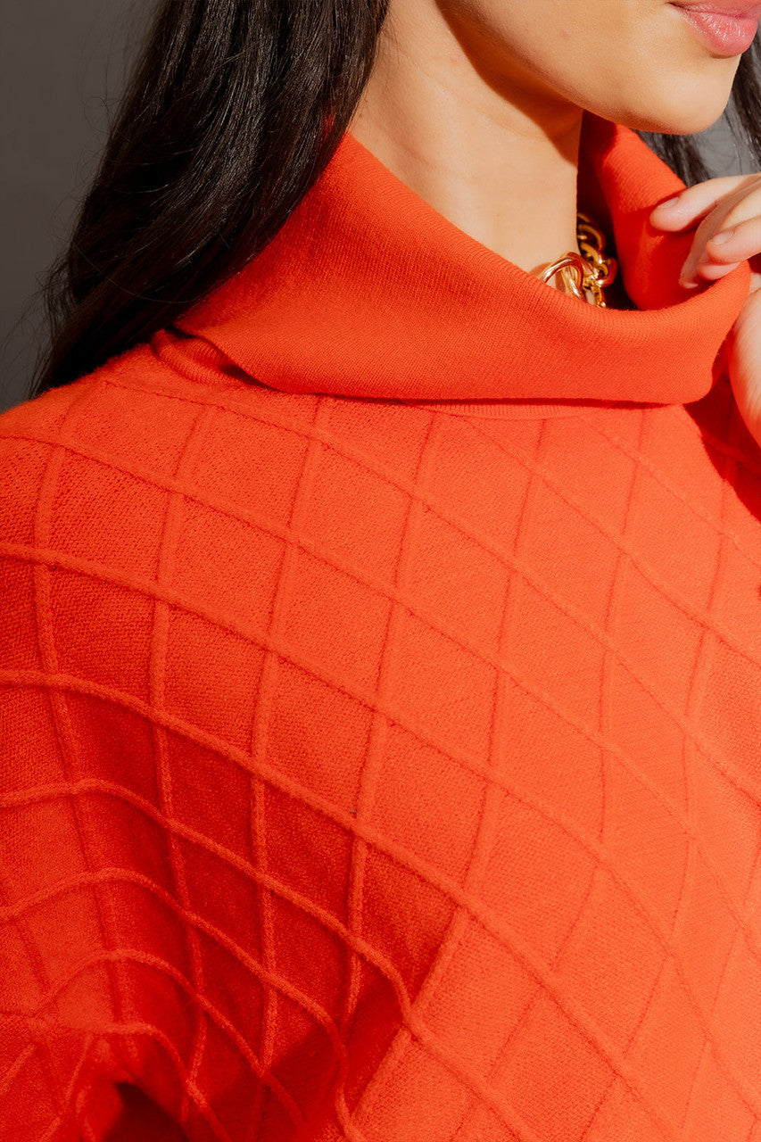 Orange Diamond Cowl Neck Jumper Orange S/M