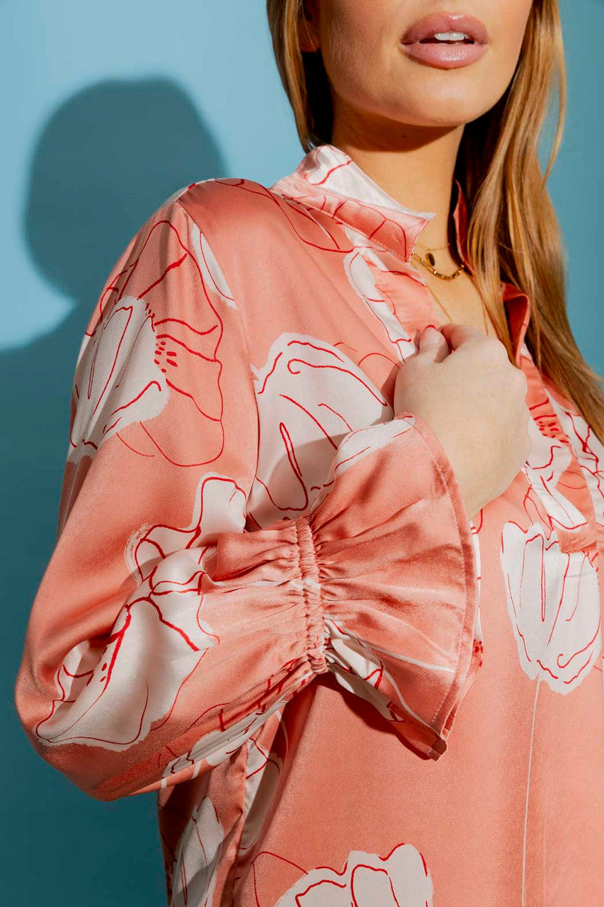 Peach Floral Femme Blogger Shirt
