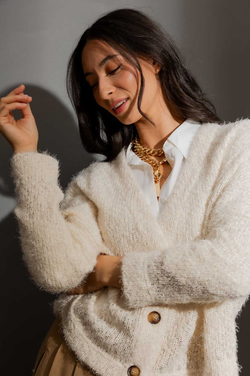 Ivory Fluffy Wonder Cardigan