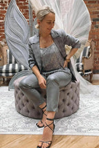 Grey Vegan Leather Pant