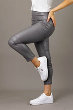 Grey Vegan Leather Pant