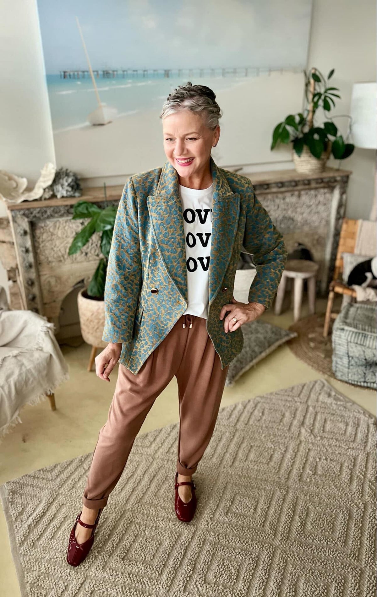 Gold Animal Denim Sisca Blazer Gold Animal
