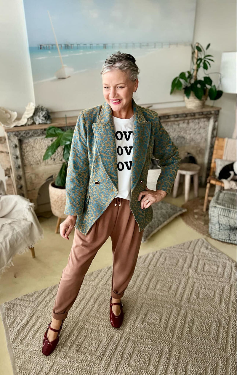 Gold Animal Denim Sisca Blazer Gold Animal