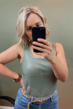 Avocado Vegan Leather Bustier Cami - FINAL SALE