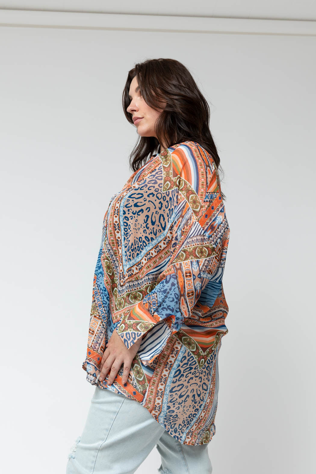 Orange Blue Aztec Blake Shirt - Final Sale