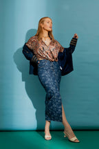 Dark Floral Denim Skirt