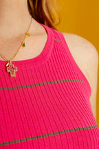 Pink / Khaki Stripe Crew Cami