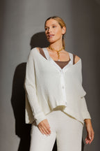 White Luxe Rib Cut Out Cardi