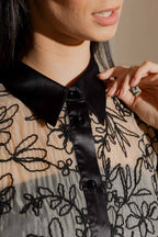 Black/Ivory Balloon Sleeve Shirt