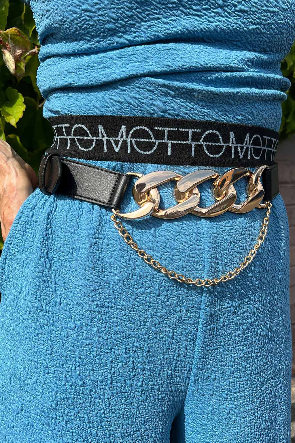 Black Double Chain Belt Black S/M