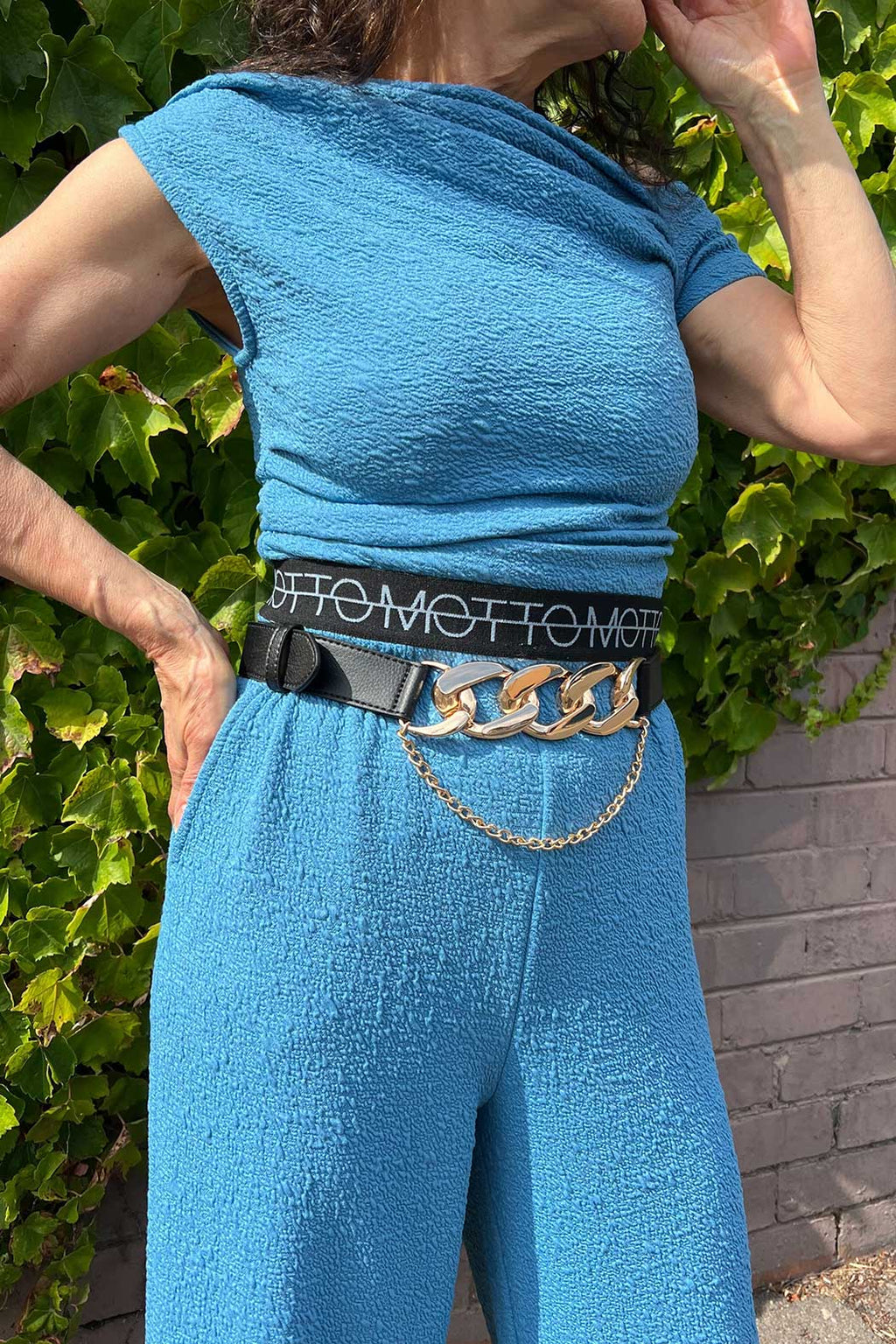 Black Double Chain Belt Black S/M