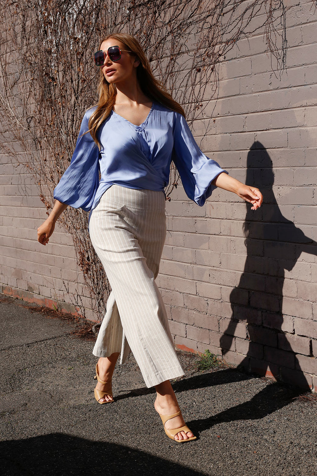 Cornflower Silky Zhoush Shirt - Final Sale