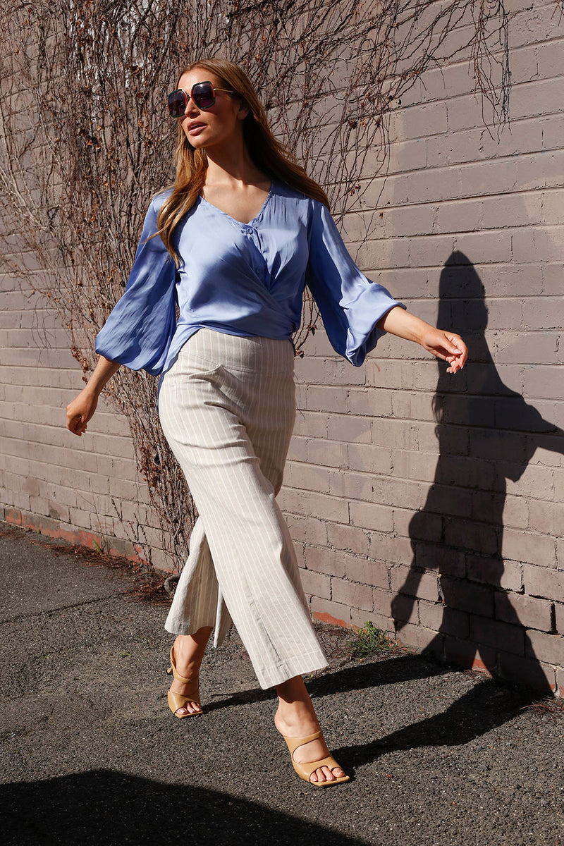 Cornflower Silky Zhoush Shirt - Final Sale