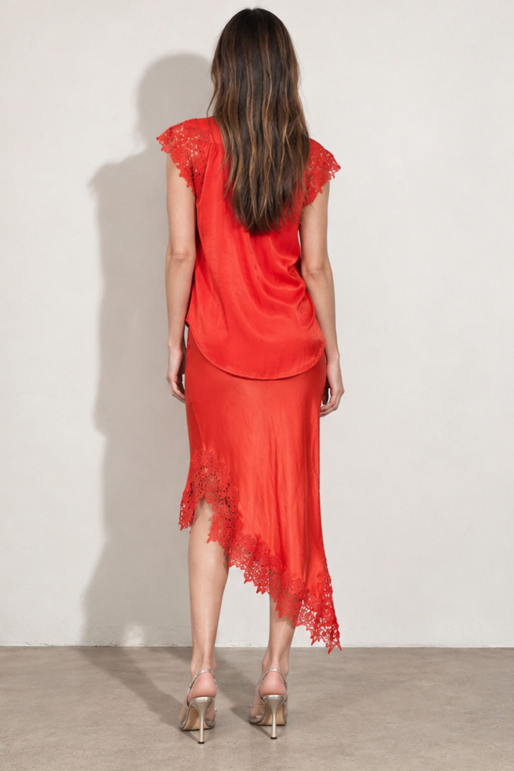 Tomato Glow Madrid Bias Skirt