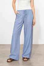 Cornflower Washed Linen Drawstring Pant