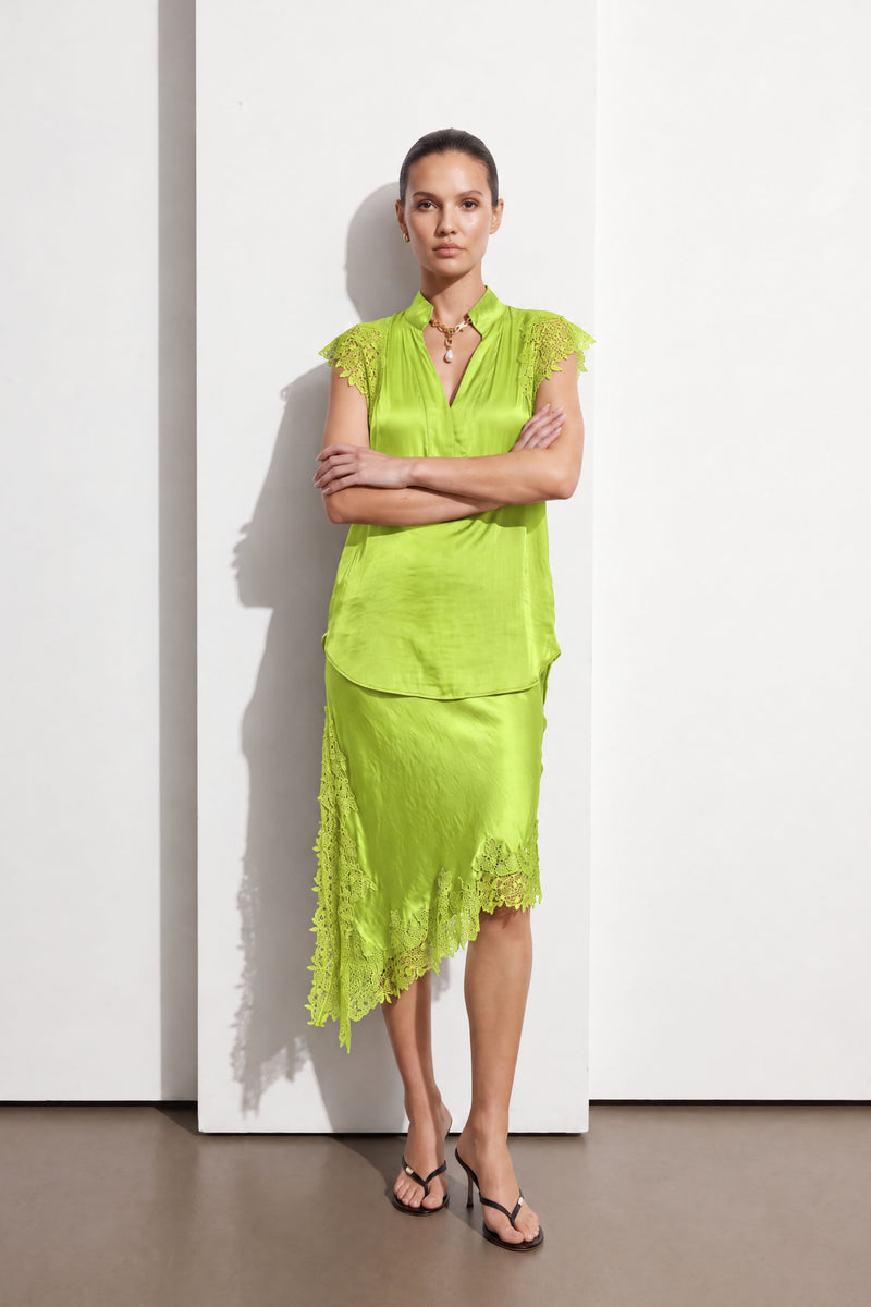 Chartreuse Glow Madrid Bias Skirt