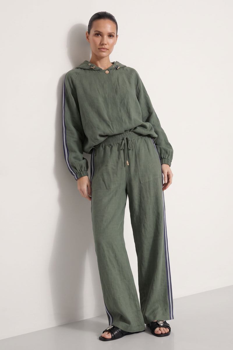Sage Washed Linen Drawstring Pant
