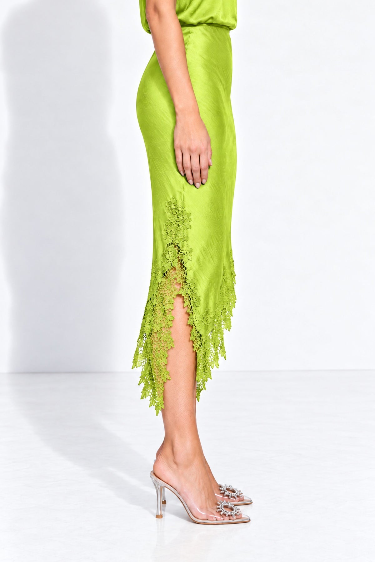 Chartreuse Glow Madrid Bias Skirt