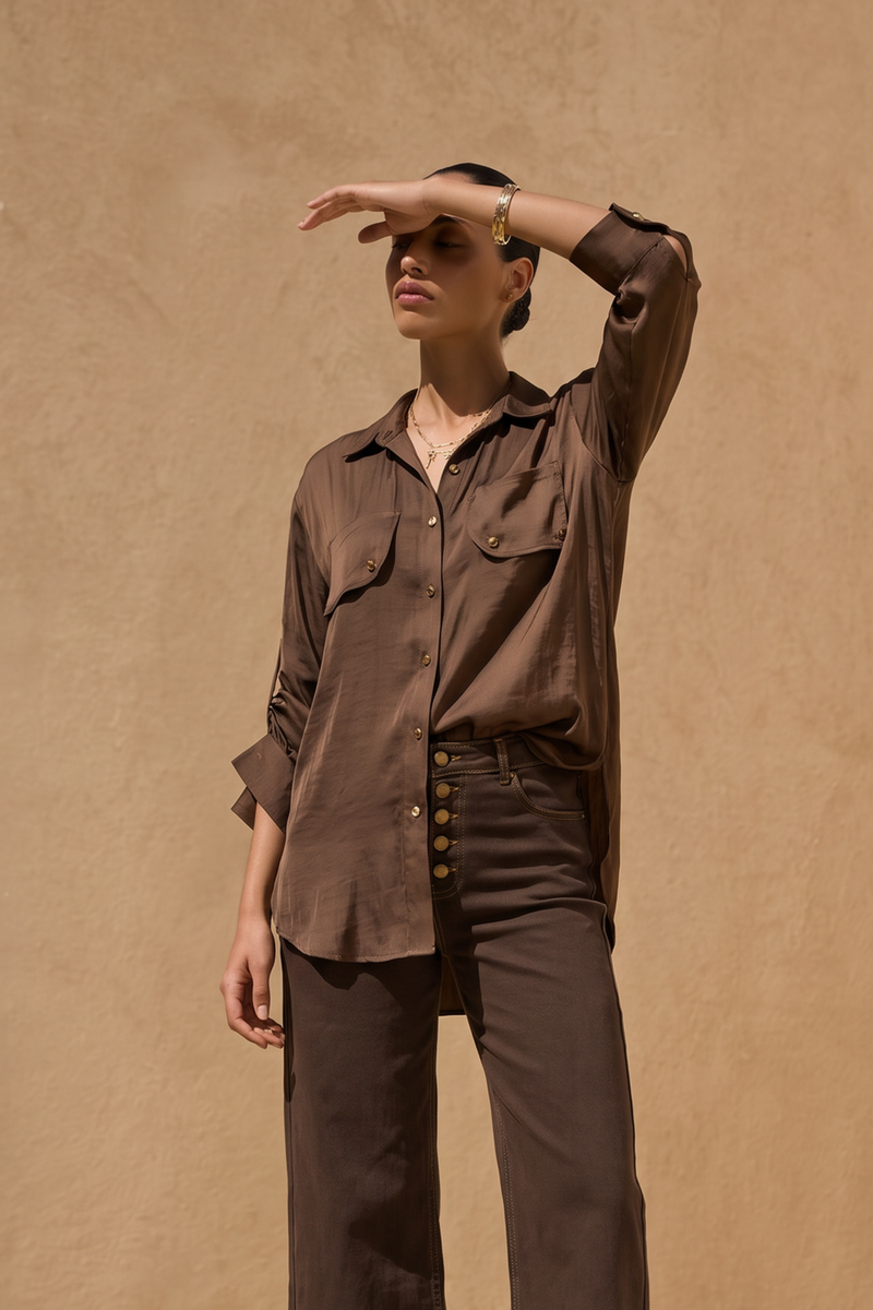 Mocha Glow Trench Shirt