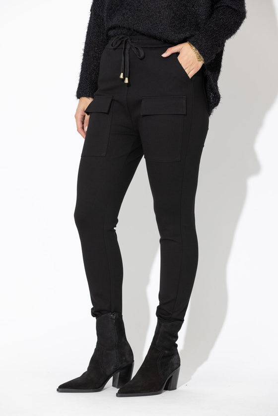 Black Ponte Jogger Cargo Pant