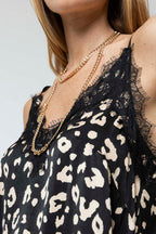 Black Beige Silky Lace Cami