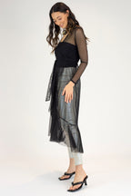 Black Mesh Flounce Dress - Final Sale