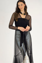 Black Mesh Flounce Dress - Final Sale