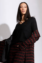 Black Sparkle V Neck Top- Sale