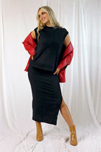 Black Plush Rib Skirt - SALE