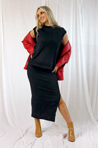 Black Plush Rib Top - SALE