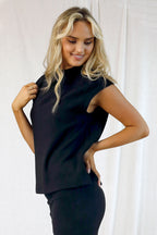 Black Plush Rib Top - SALE