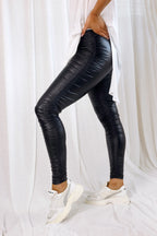 Black Waxed Ruched Legging - SALE