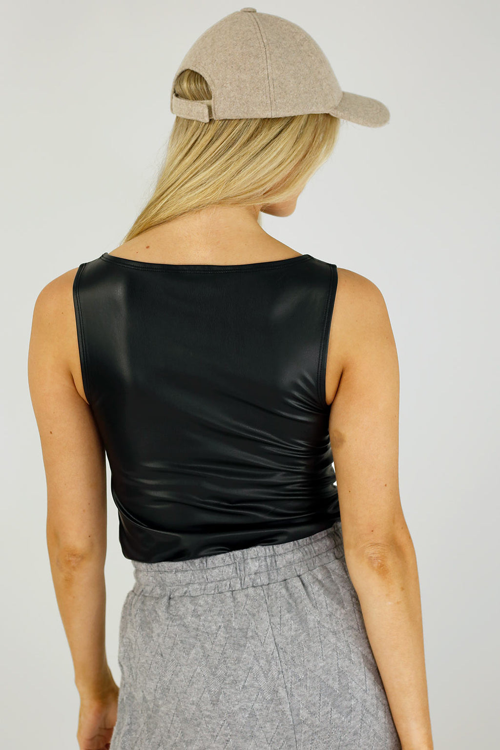 Black Vegan Leather Shaper Cami - FINAL SALE