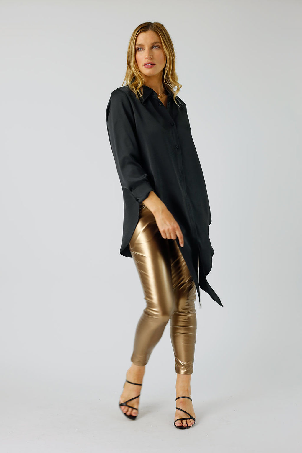 Black Satin Zhoush Shirt - SALE