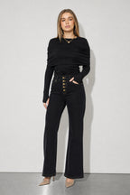 Black Button Front Jean