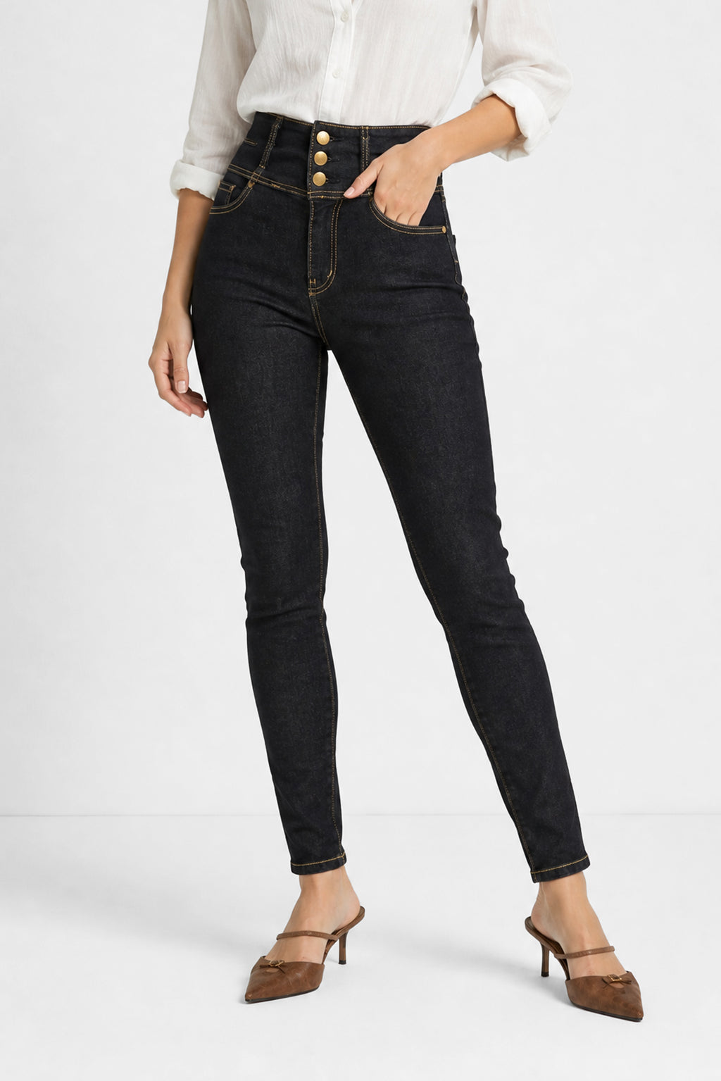 Black Waist Sculpt Corset Jean