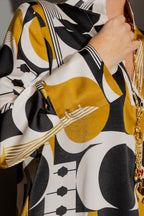 Gold Abstract Silky Blogger Shirt Gold Abstract