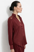 Burgundy Glow Lace Blogger Shirt
