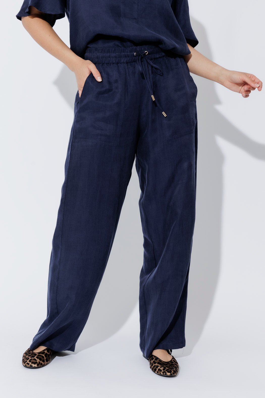 Navy Cupro/Linen Pant