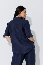 Navy Tencel/Linen Blogger Shirt